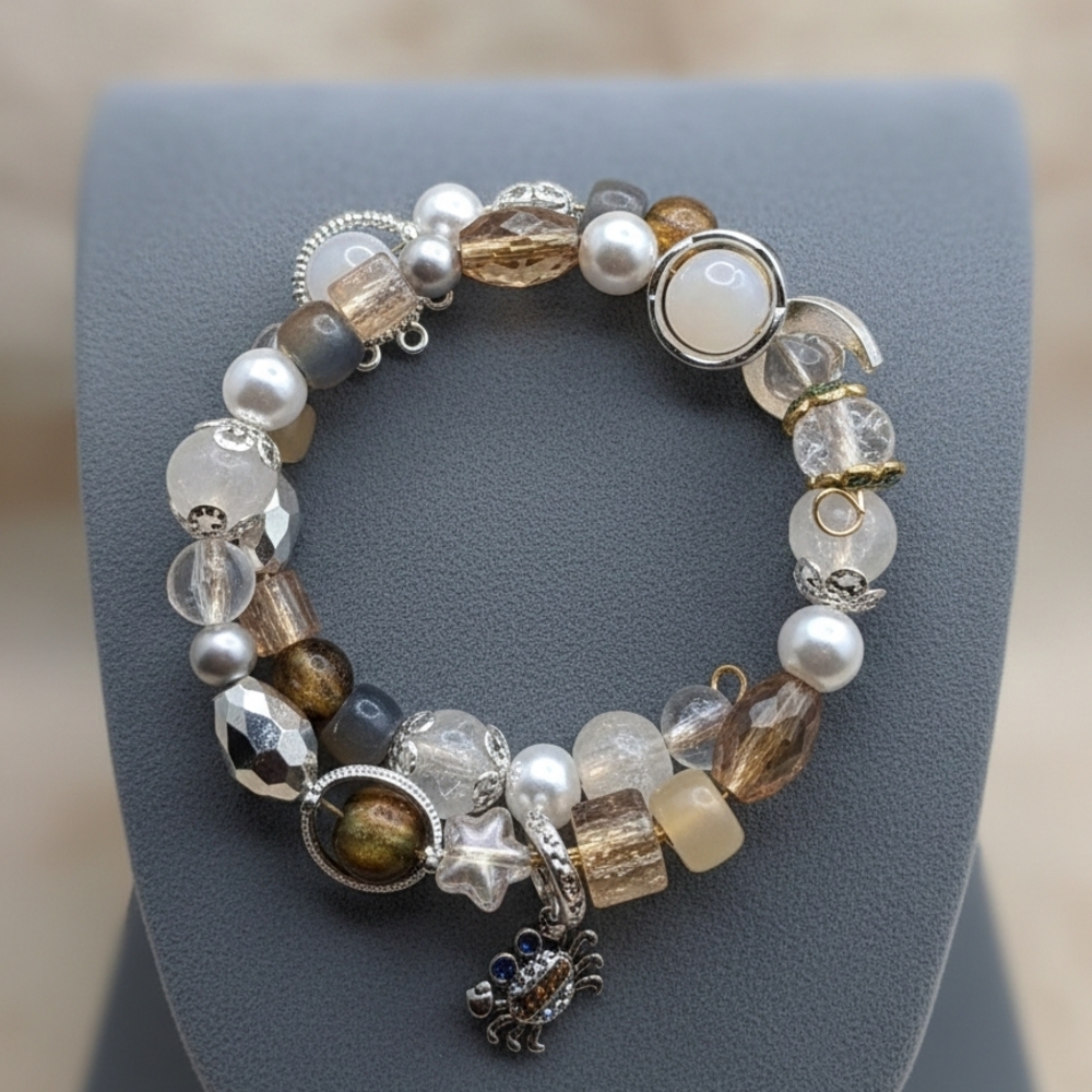 Sterling Silver Crab Charm Wire Bracelet